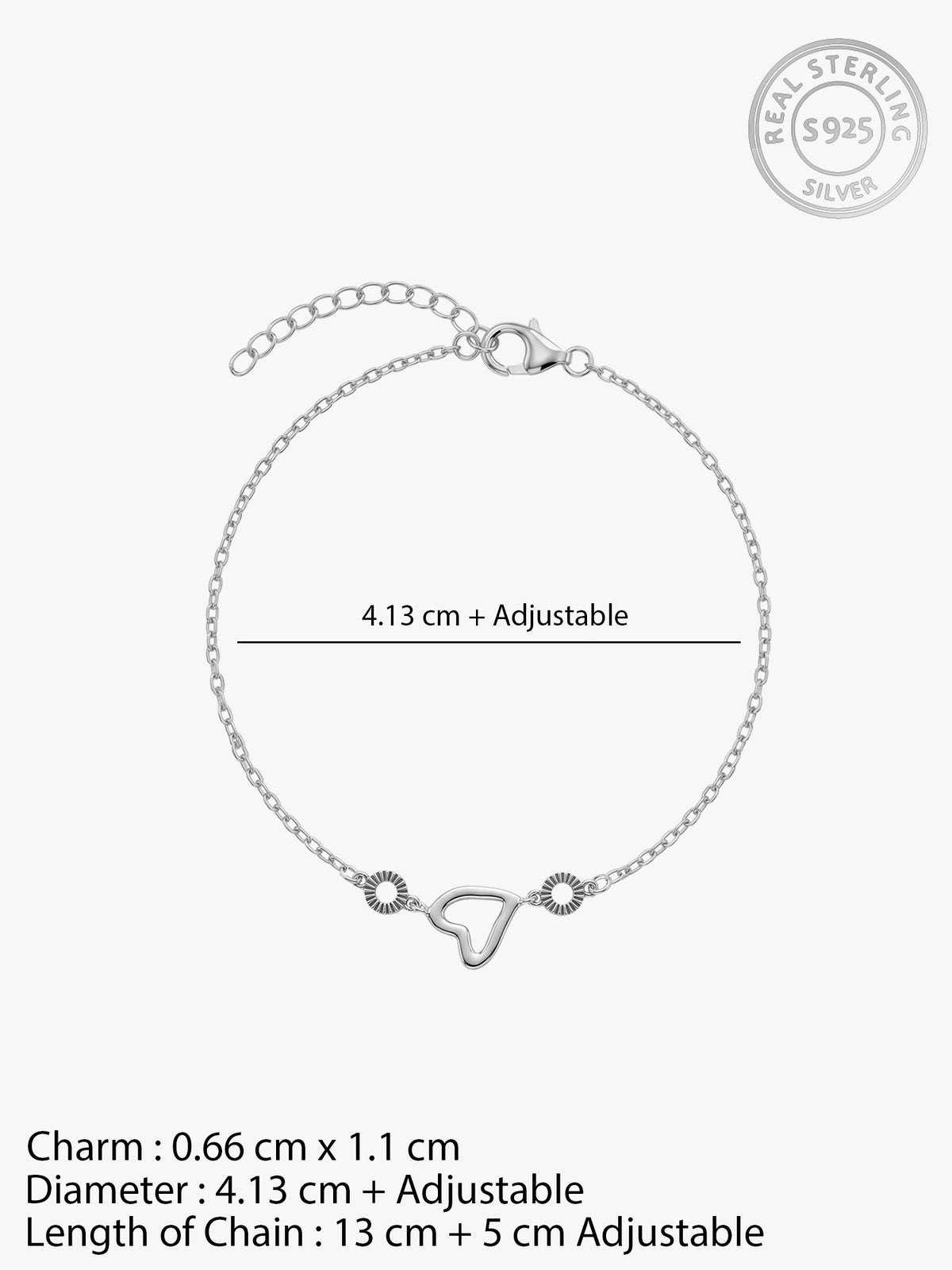 Silver Charming Heart Kids Bracelet