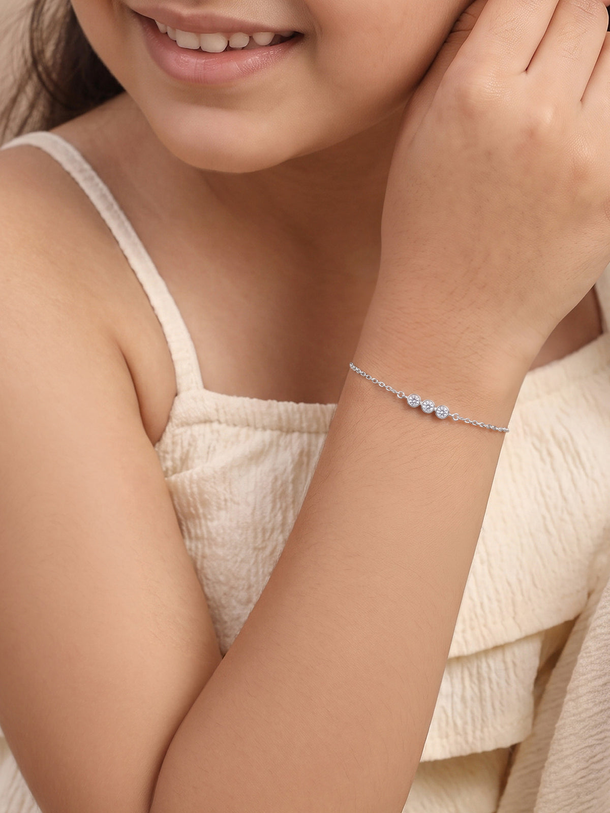 Silver Sparkling Trio Kids Bracelet