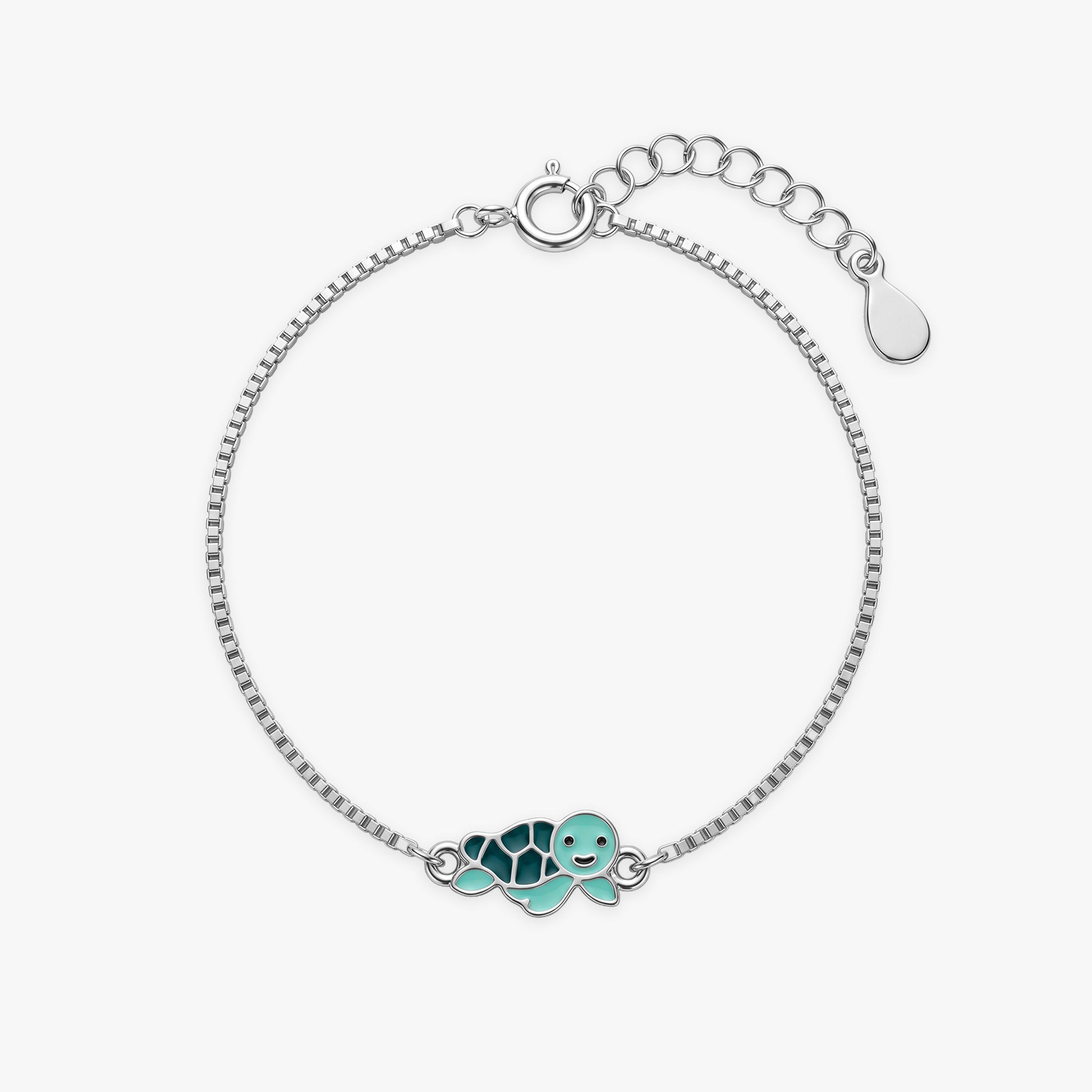 Silver Turtle Charm Kids Bracelet