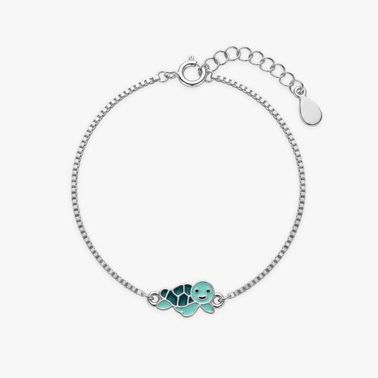 Silver Turtle Charm Kids Bracelet