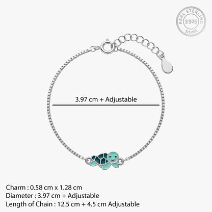 Silver Turtle Charm Kids Bracelet