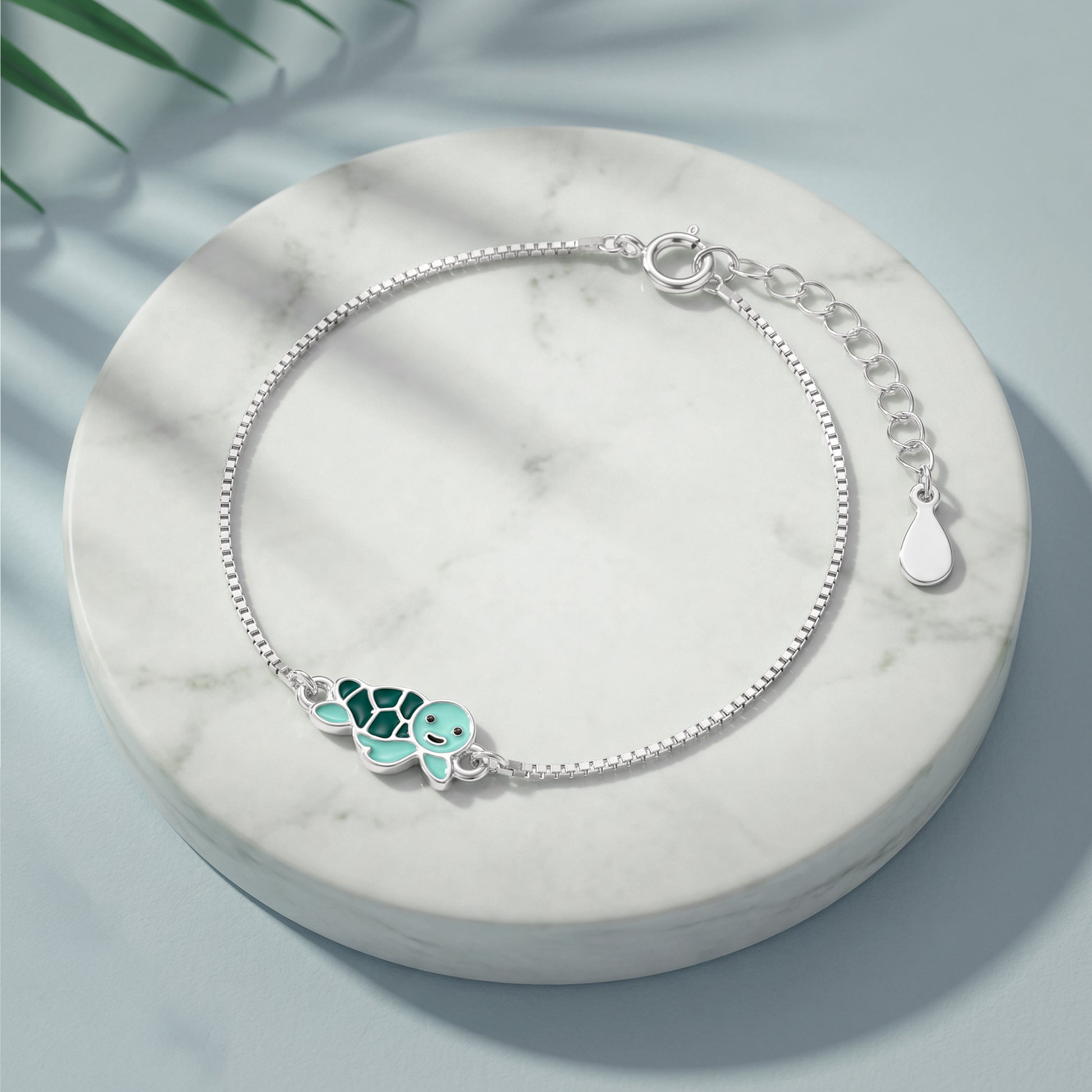 Silver Turtle Charm Kids Bracelet