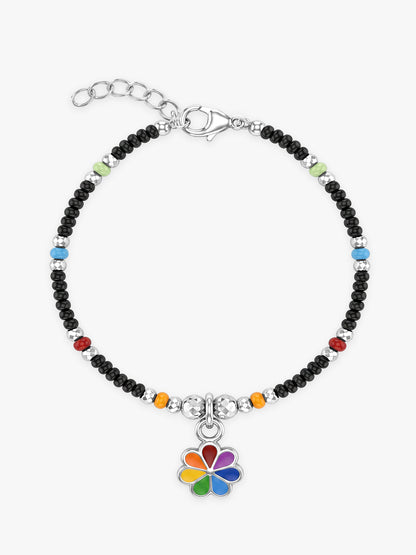 Silver Floral Rainbow Kids Bracelet