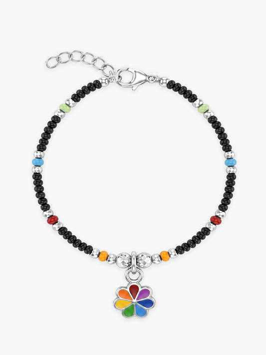 Silver Floral Rainbow Kids Bracelet