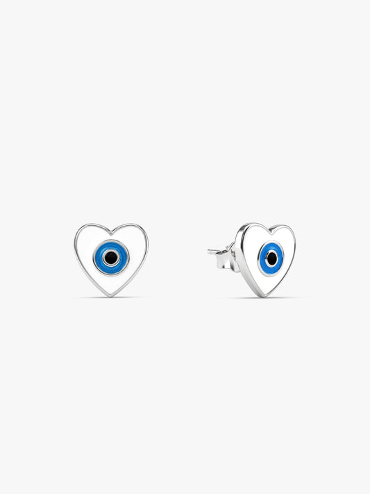Silver Lovie Evil Eye Kids Earrings