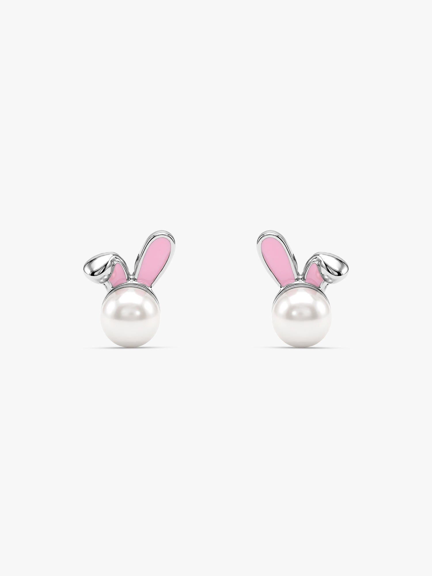 Silver Pearly Bunny Kids Studs