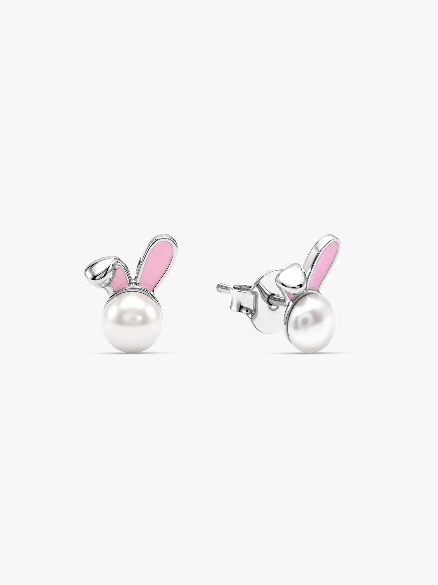 Silver Pearly Bunny Kids Studs