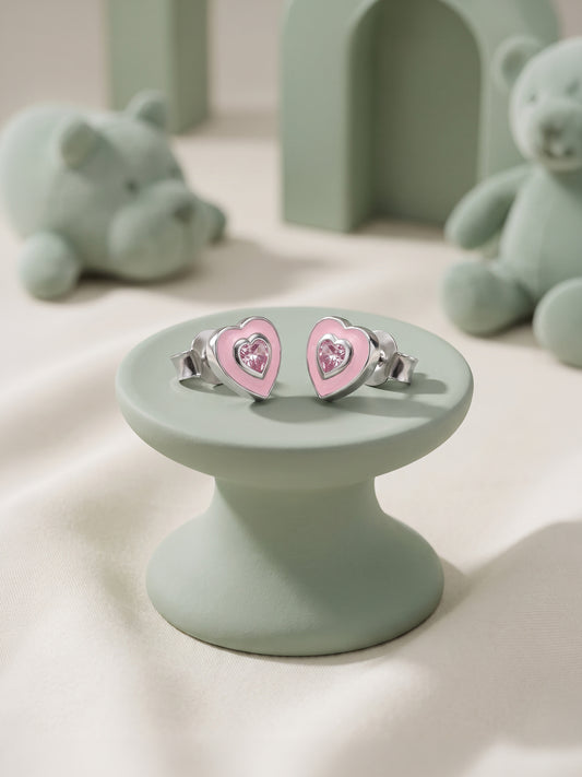Silver Tender Hearts Kids Studs