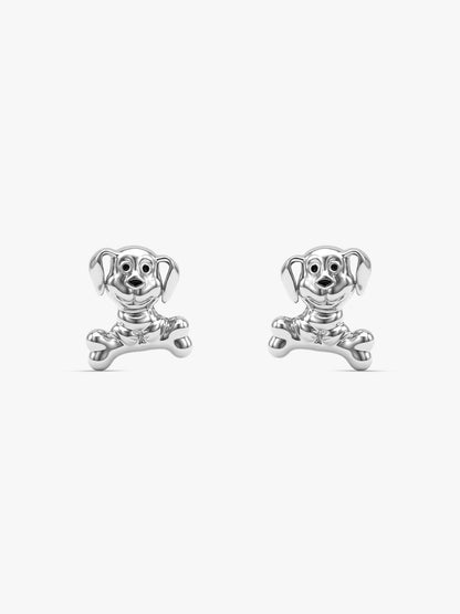 Silver Cute Doggy Kids Studs