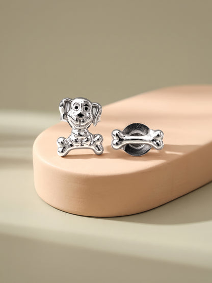 Silver Cute Doggy Kids Studs