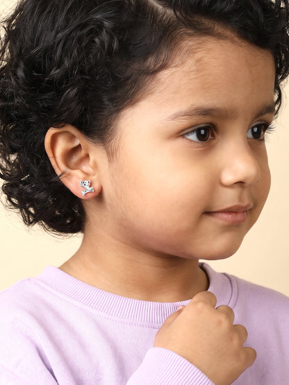 Silver Cute Doggy Kids Studs