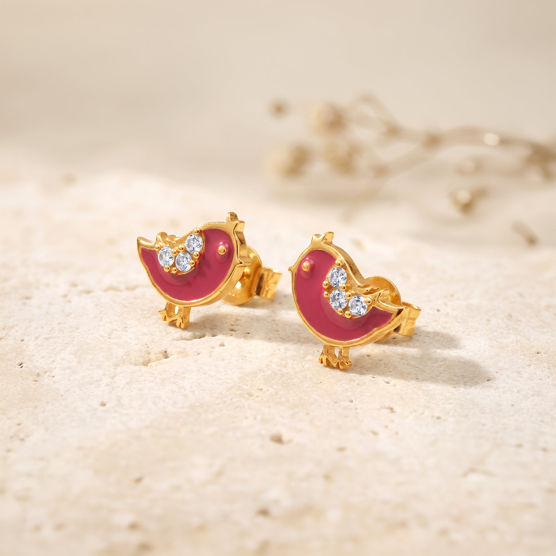 Golden Chirp-Chirp Kids Stud Earrings
