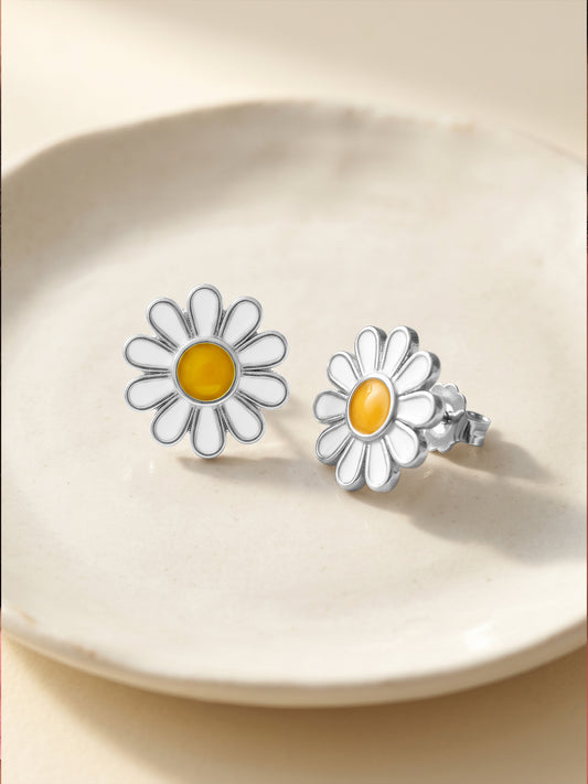Silver Her Daisy Kids Studs