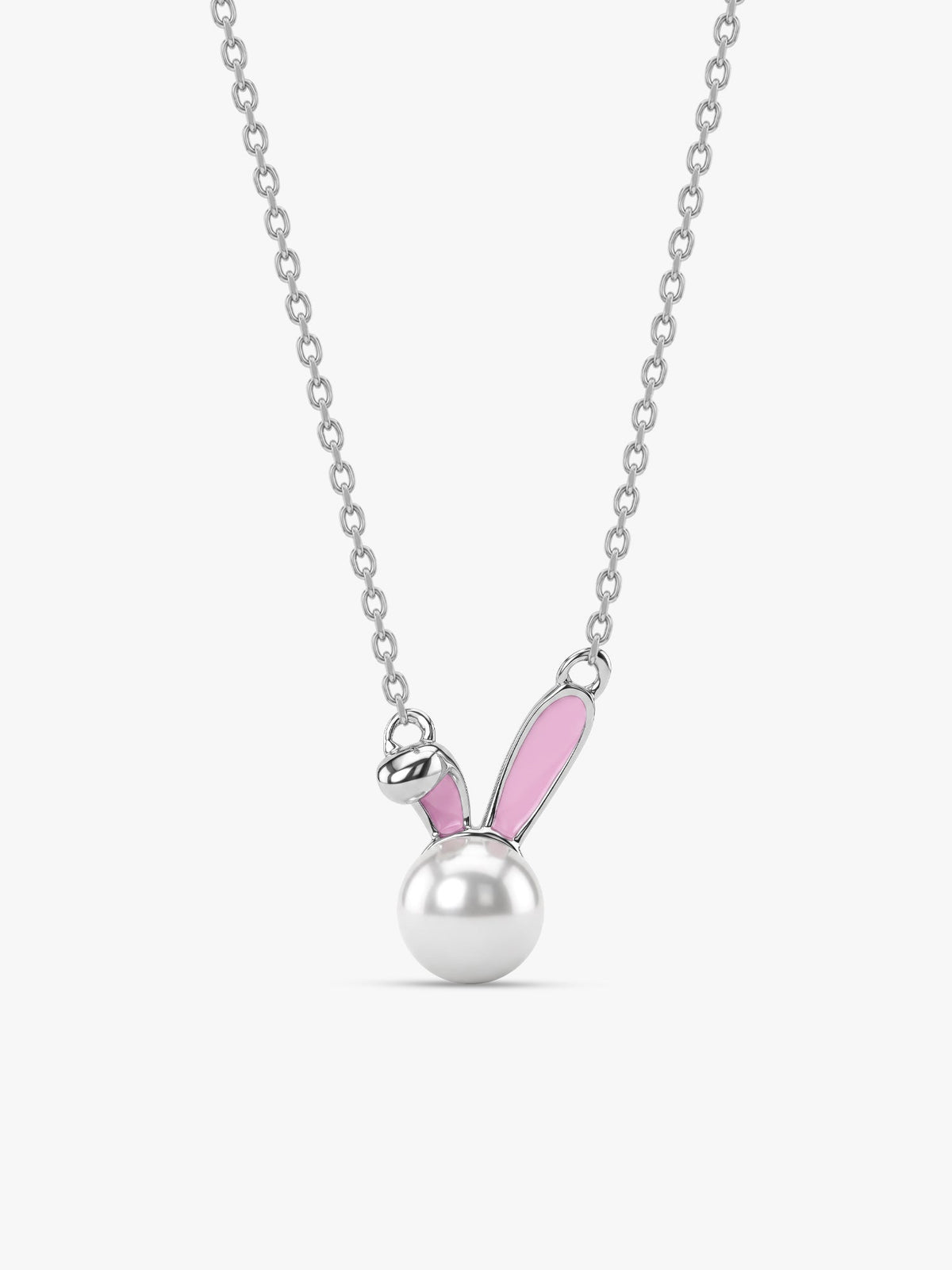 Silver Perfect Bunny Pearl Kids Necklace