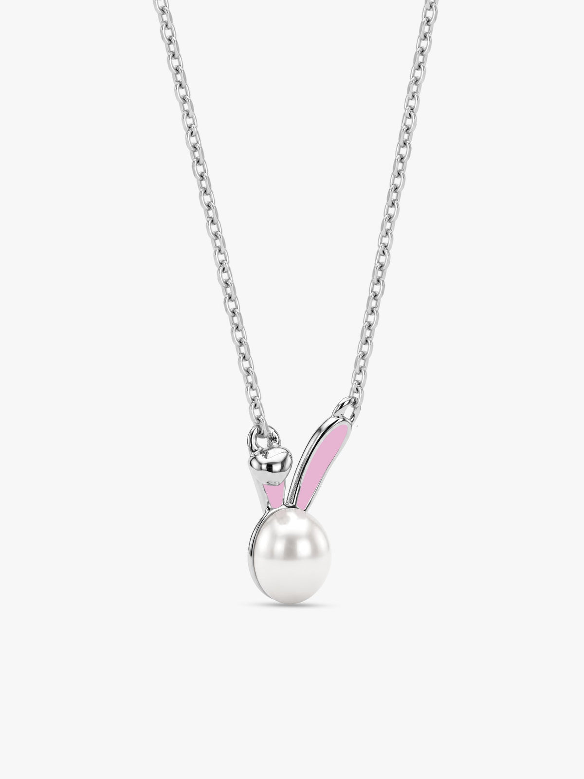 Silver Perfect Bunny Pearl Kids Necklace