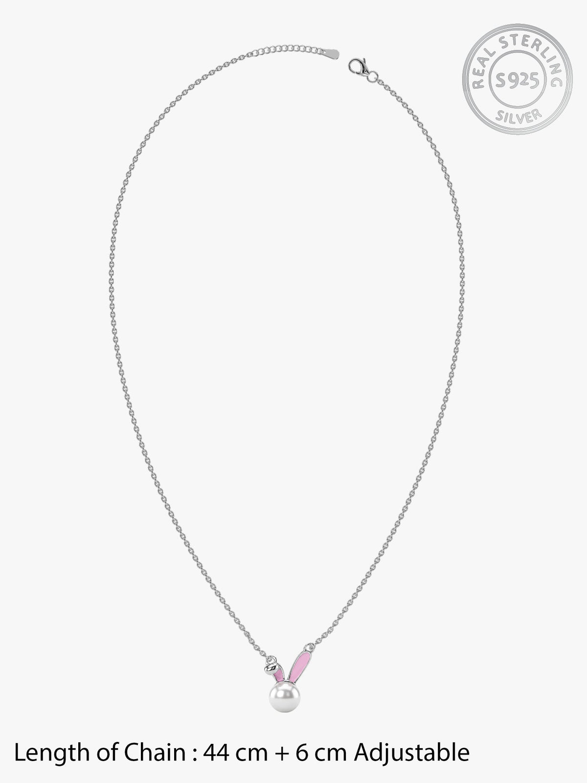 Silver Perfect Bunny Pearl Kids Necklace