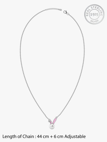 Silver Perfect Bunny Pearl Kids Necklace