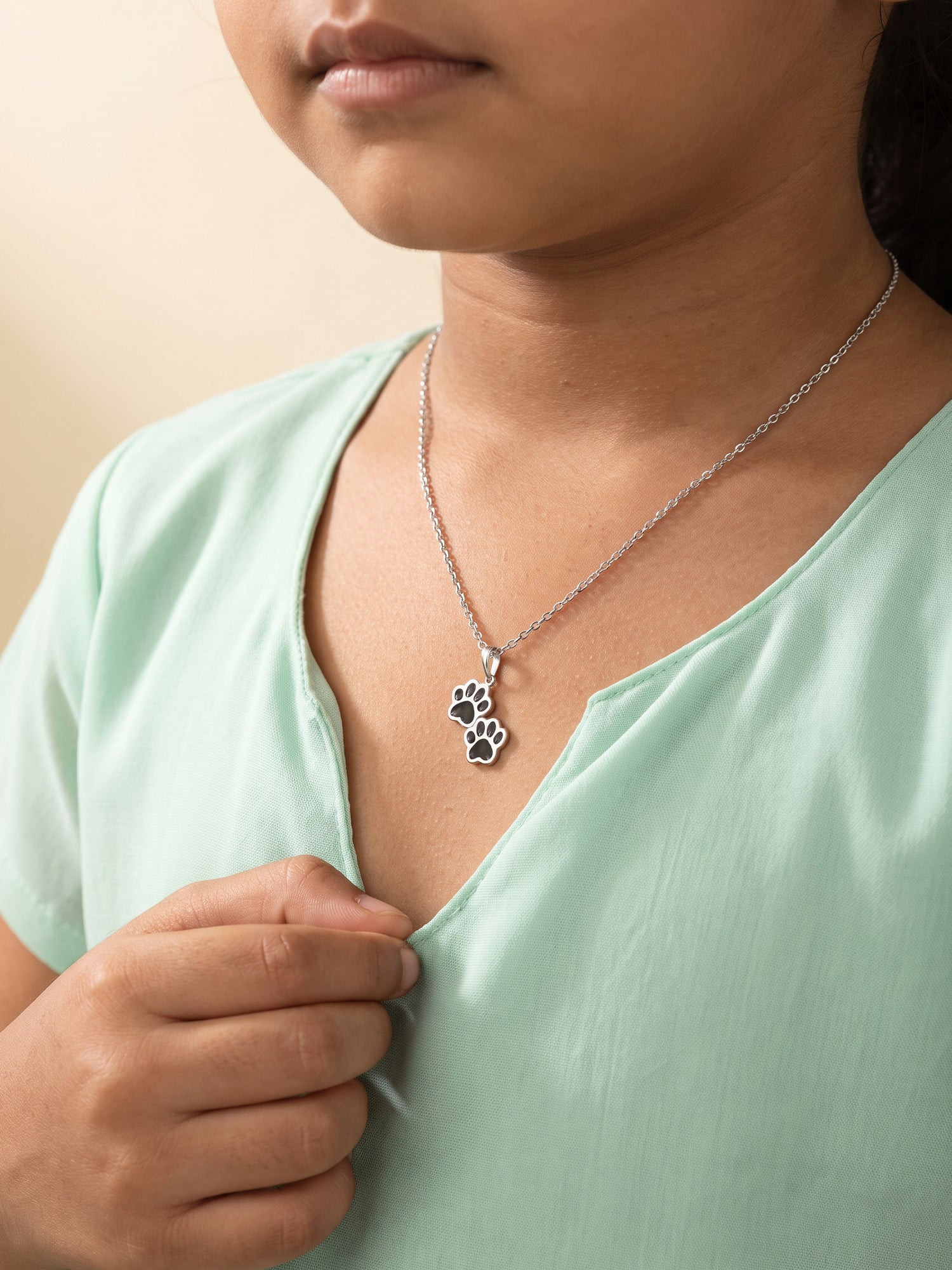 Silver Paw Choice Kids Pendant With Link Chain (2 - 6 Years)