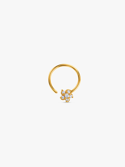 Golden Modern Floret Nose Pin