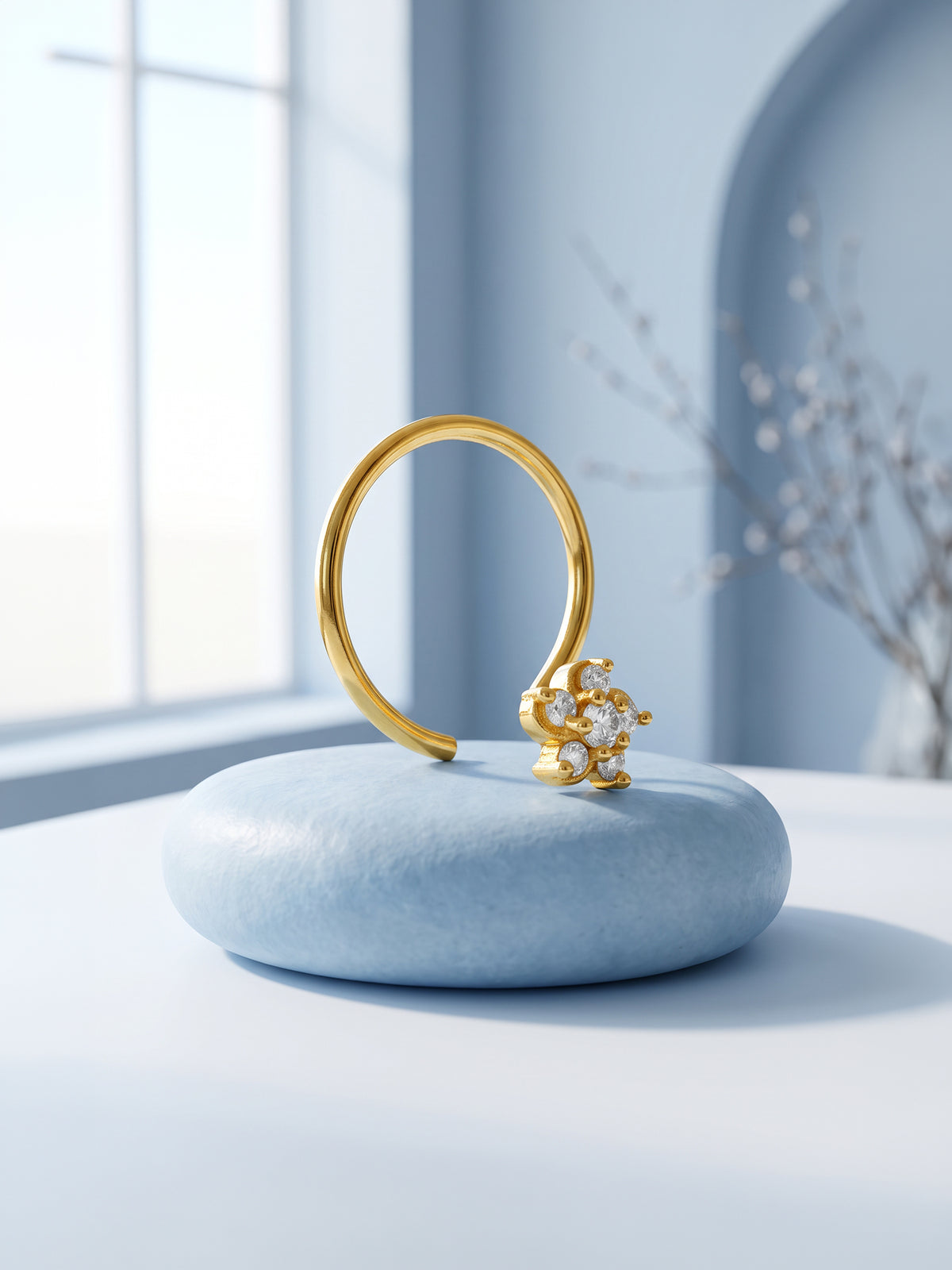 Golden Modern Floret Nose Pin