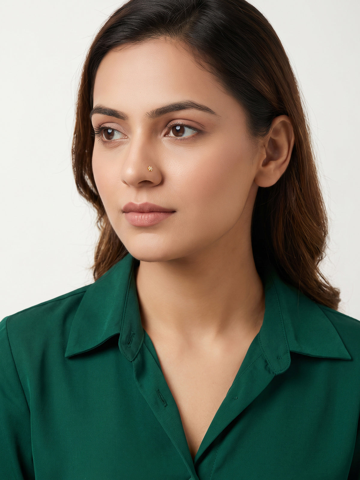 Golden Modern Floret Nose Pin
