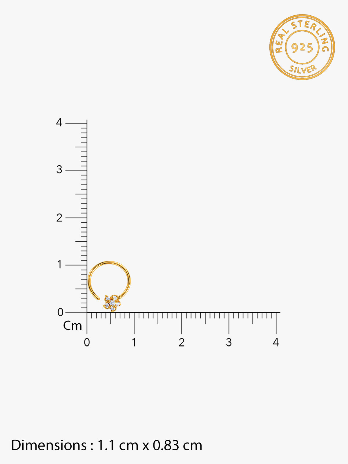 Golden Modern Floret Nose Pin