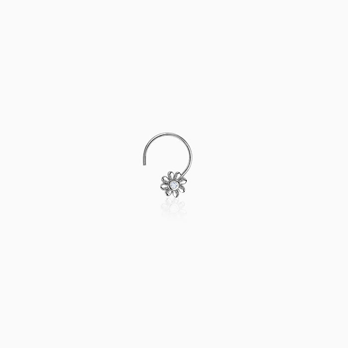 Silver Floral Fantasy Nose Pin