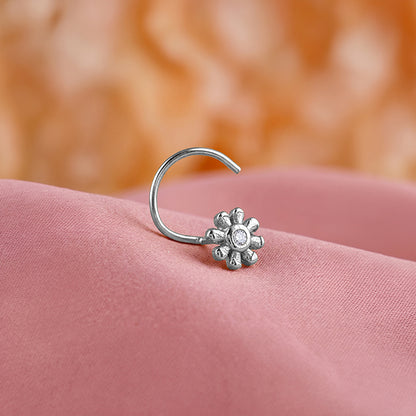 Silver Floral Fantasy Nose Pin