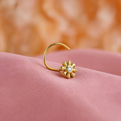 Golden Floral Fantasy Nose Pin