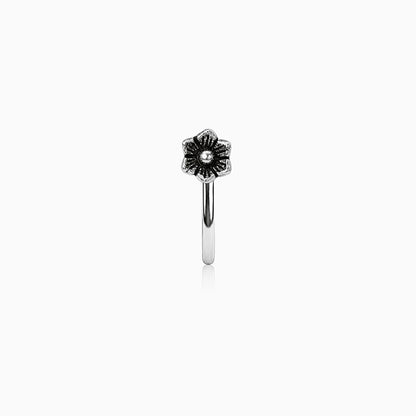 Oxidised Silver Wildflower Nose Pin (Clip On)