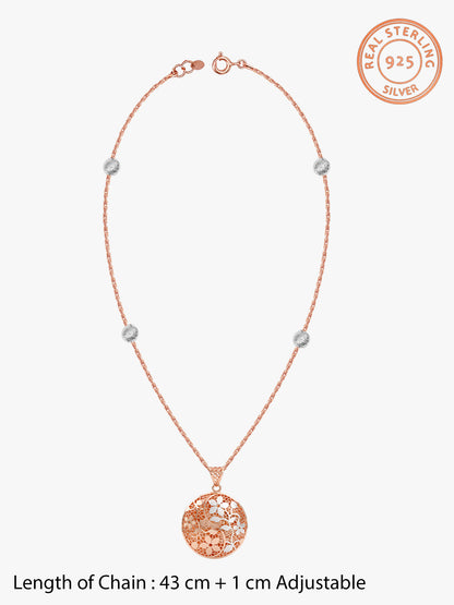 Dual Tone Rosavelle Silver Pendant With Link Chain