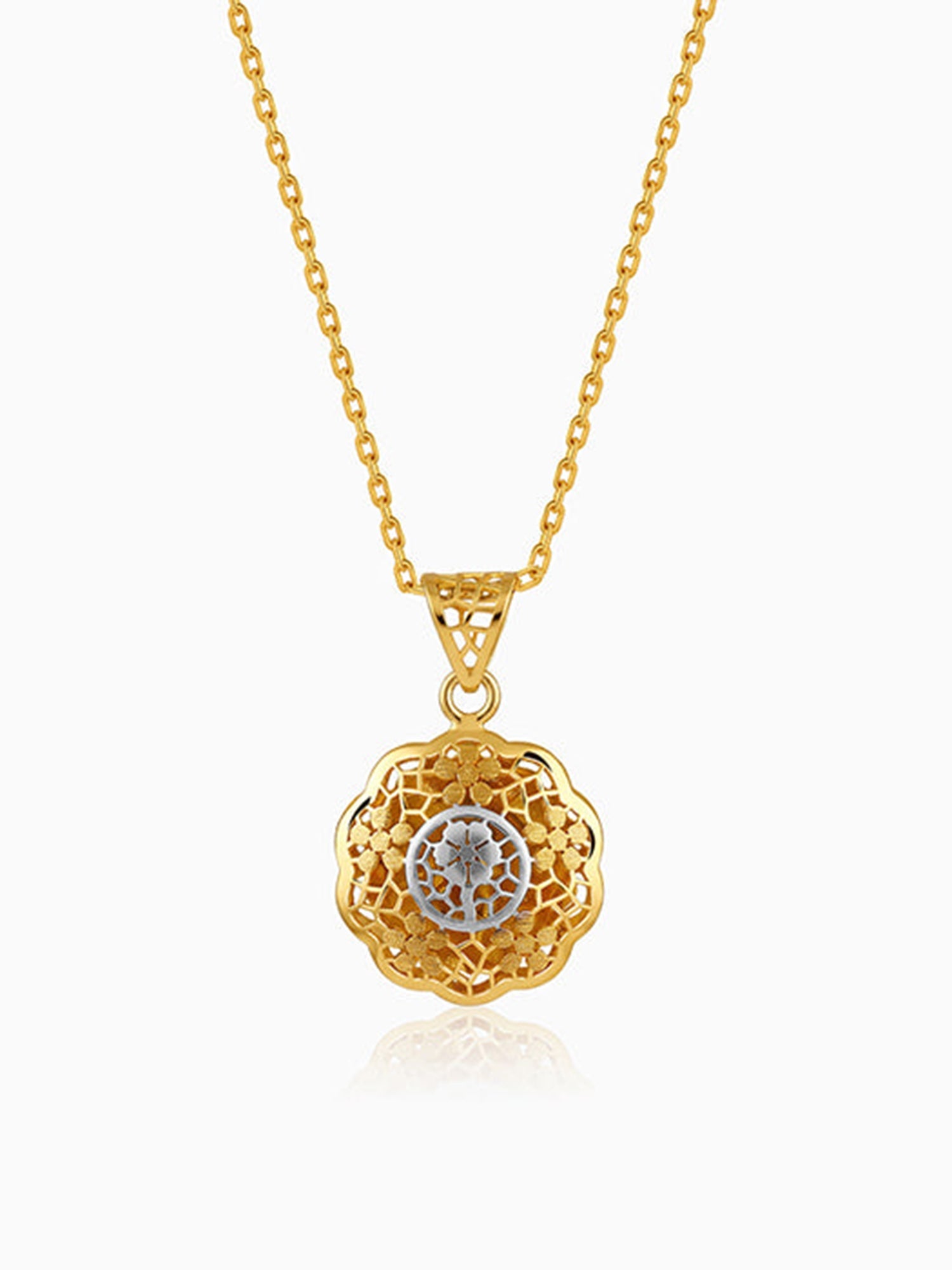 Dual Tone Floria Silver Pendant With Link Chain