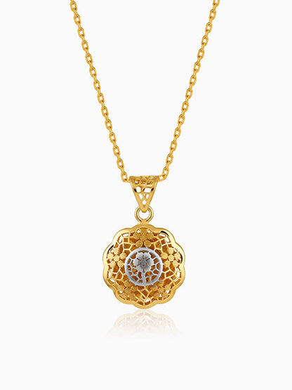 Dual Tone Floria Silver Pendant With Link Chain