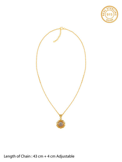 Dual Tone Floria Silver Pendant With Link Chain