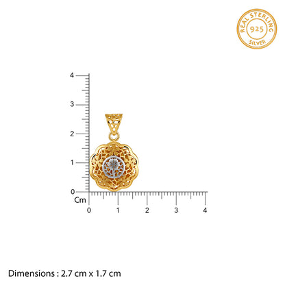 Dual Tone Floria Silver Pendant With Link Chain