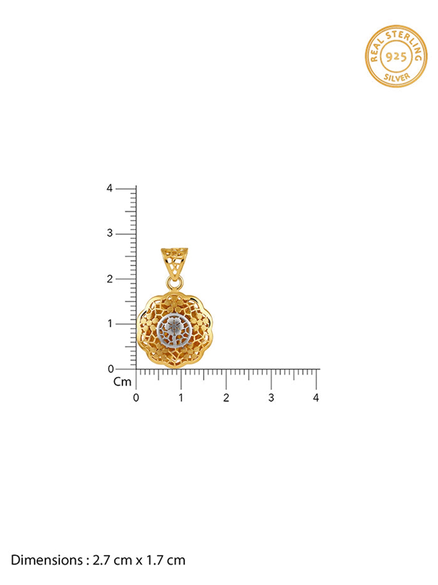 Dual Tone Floria Silver Pendant With Link Chain