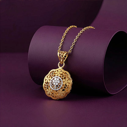 Dual Tone Floria Silver Pendant With Link Chain