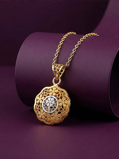 Dual Tone Floria Silver Pendant With Link Chain