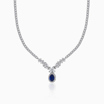 Silver Azure Tennis Necklace