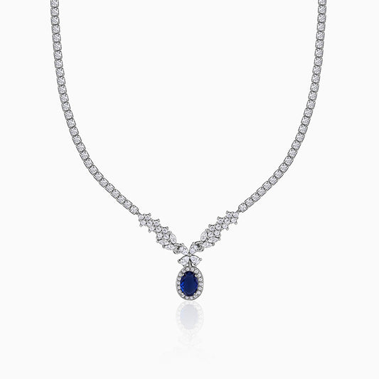 Silver Azure Tennis Necklace