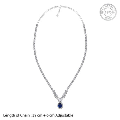 Silver Azure Tennis Necklace