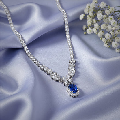 Silver Azure Tennis Necklace