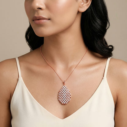 Dual Tone Mermaid Gleam Silver Pendant With Link Chain