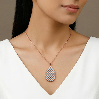 Dual Tone Oval Reef Silver Pendant With Link Chain