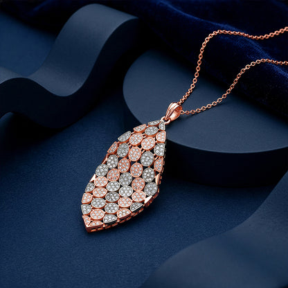 Dual Tone Verdant Glow Silver Pendant With Link Chain