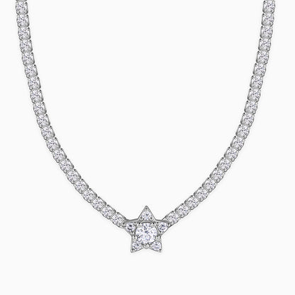 Silver Starry Tennis Necklace