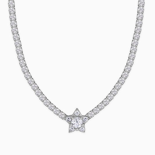 Silver Starry Tennis Necklace