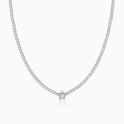 Silver Starry Tennis Necklace