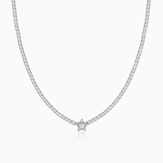 Silver Starry Tennis Necklace
