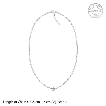 Silver Starry Tennis Necklace